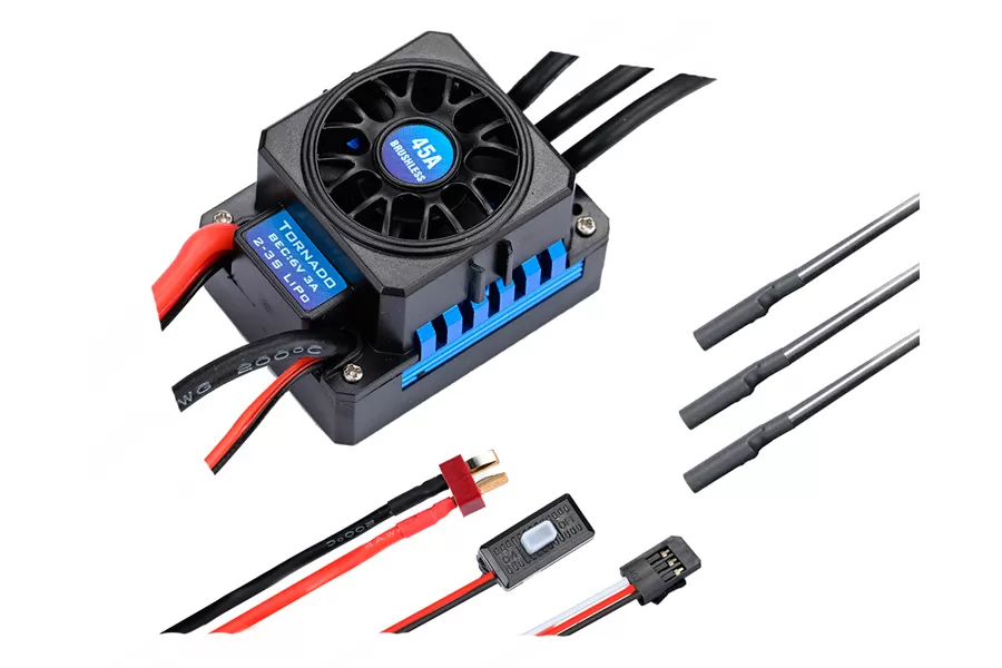 Controlador de velocidad electrónico ESC sin escobillas 45A para coche RC eléctrico a 1/10 escala # H0072